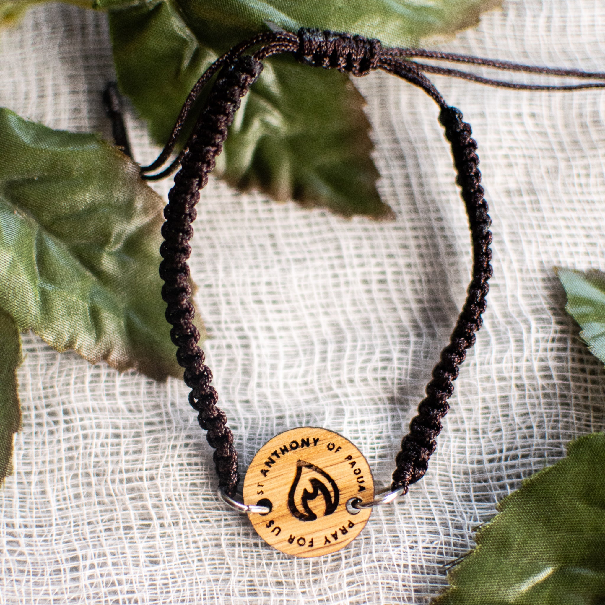 Wooden Saint Medal Bracelet (Adjustable)