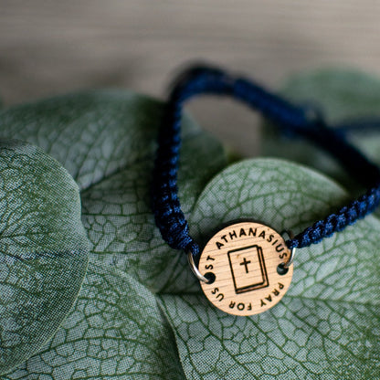 Wooden Saint Medal Bracelet (Adjustable)