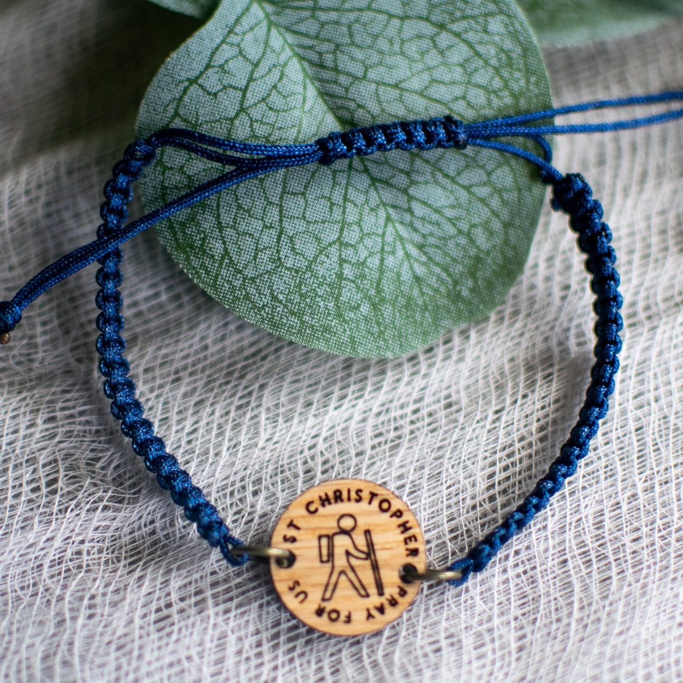 Wooden Saint Medal Bracelet (Adjustable)