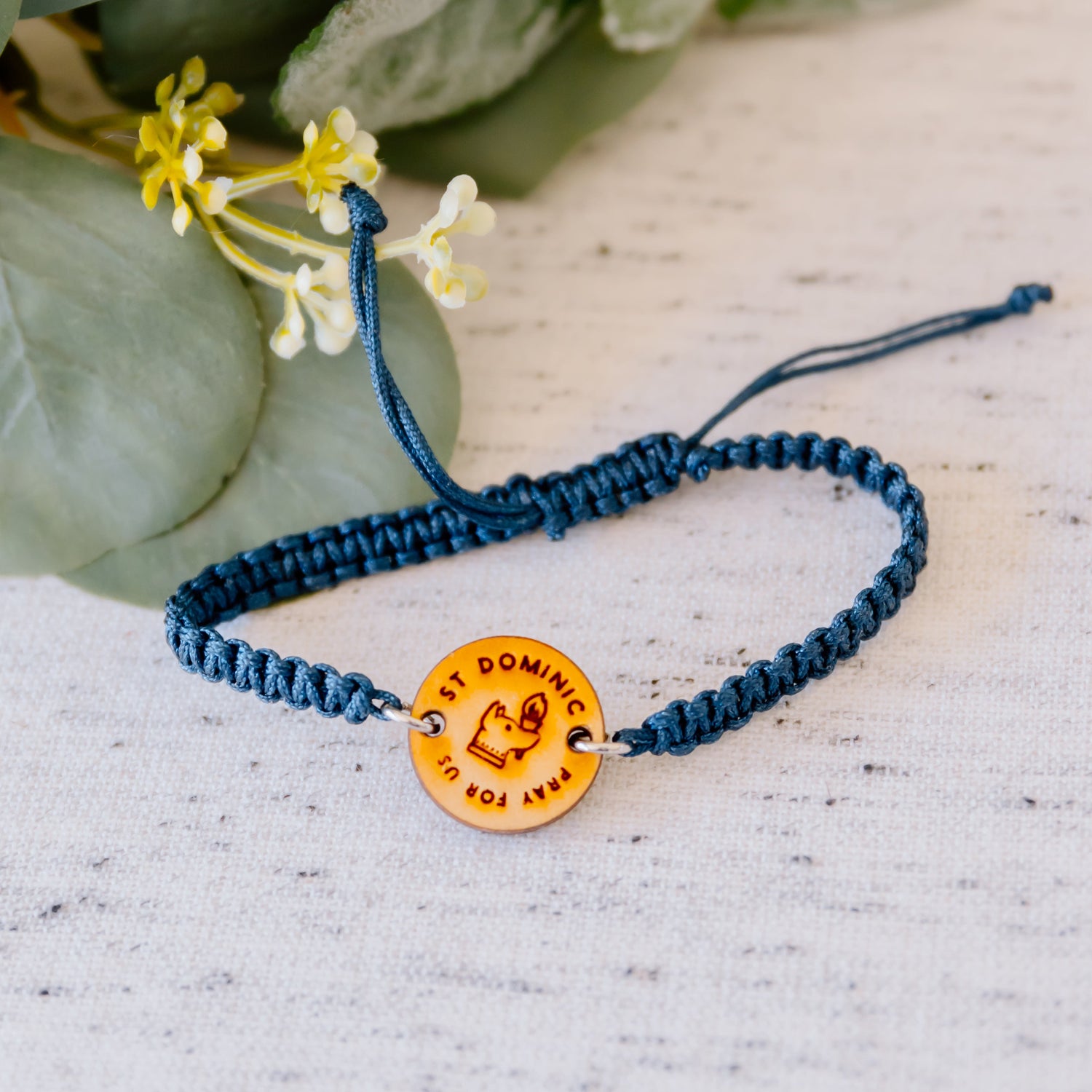 Wooden Saint Medal Bracelet (Adjustable)