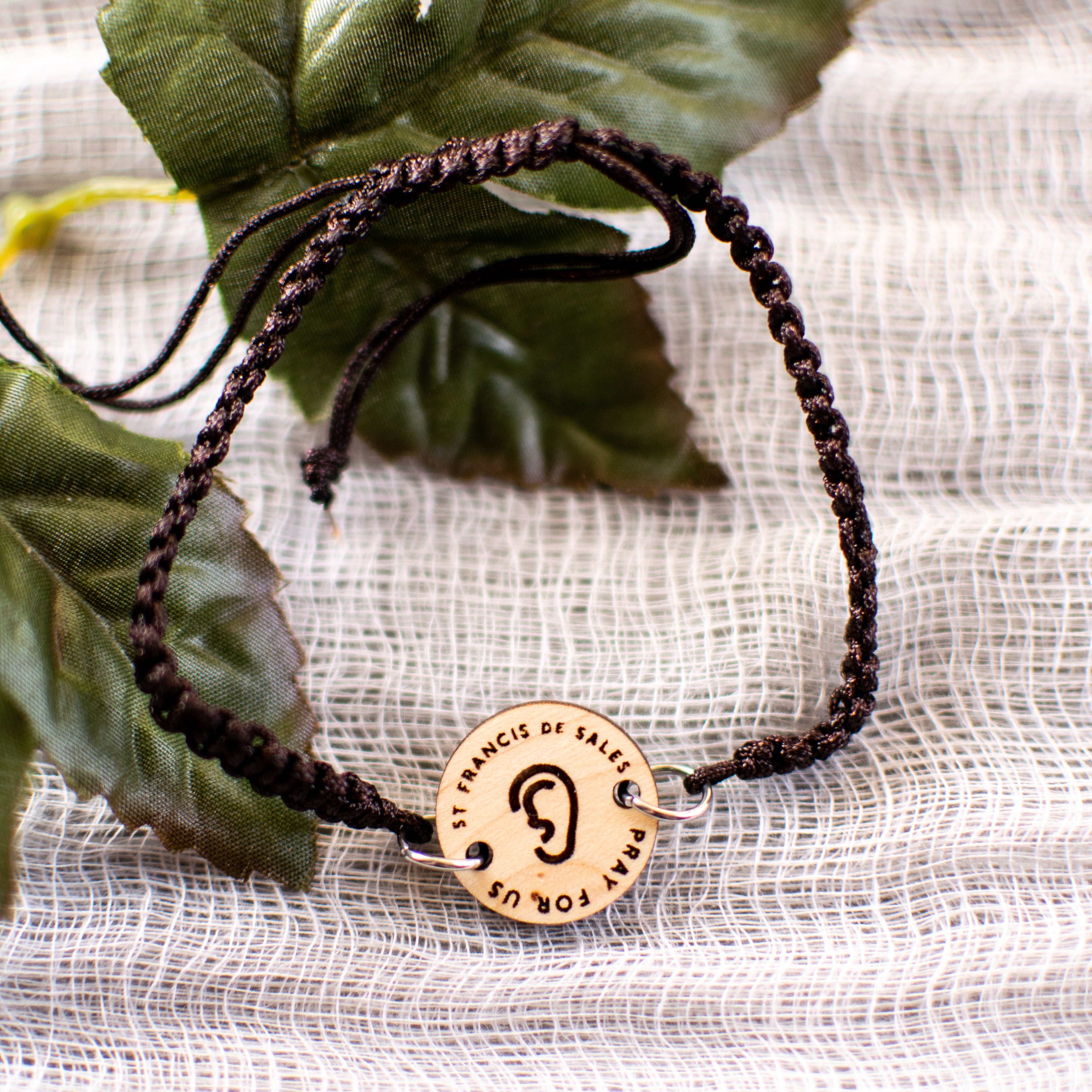 Wooden Saint Medal Bracelet (Adjustable)