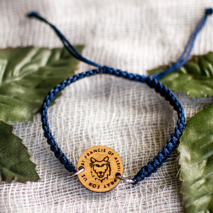 Wooden Saint Medal Bracelet (Adjustable)