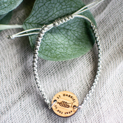 Wooden Saint Medal Bracelet (Adjustable)