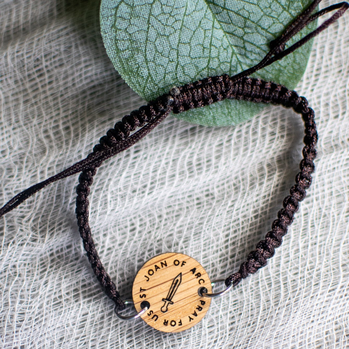 Wooden Saint Medal Bracelet (Adjustable)