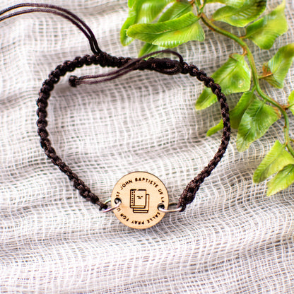 Wooden Saint Medal Bracelet (Adjustable)