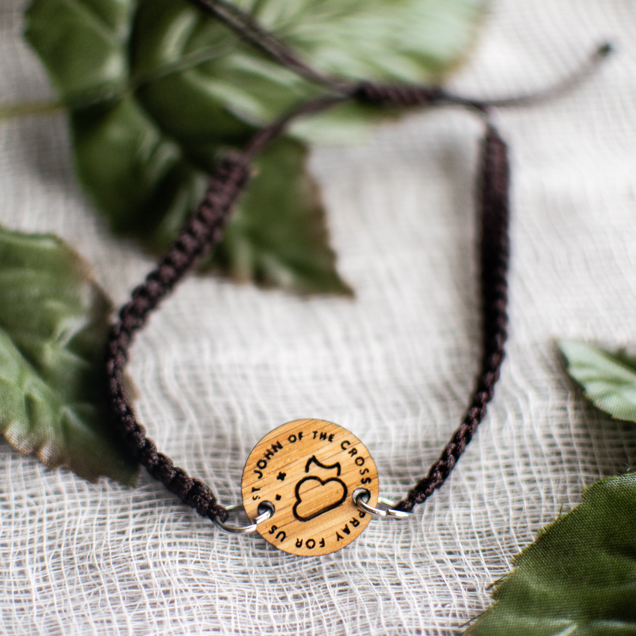 Wooden Saint Medal Bracelet (Adjustable)