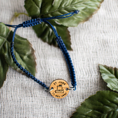 Wooden Saint Medal Bracelet (Adjustable)