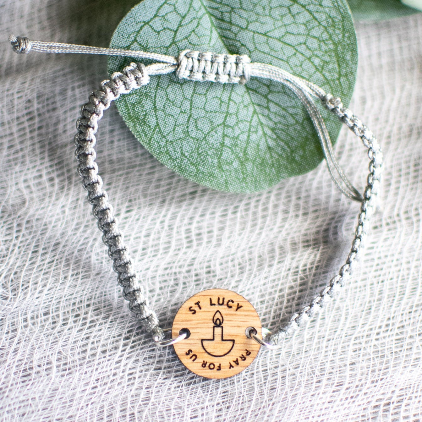 Wooden Saint Medal Bracelet (Adjustable)