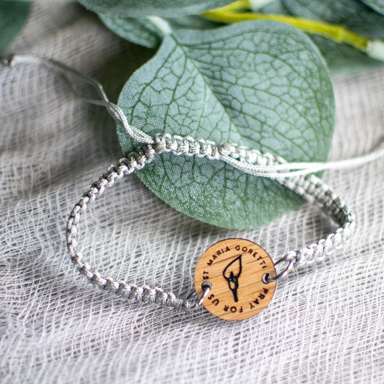 Wooden Saint Medal Bracelet (Adjustable)