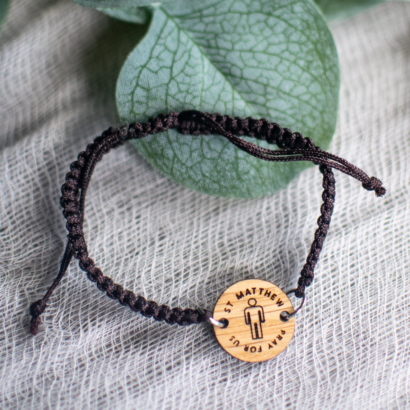 Wooden Saint Medal Bracelet (Adjustable)