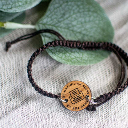 Wooden Saint Medal Bracelet (Adjustable)