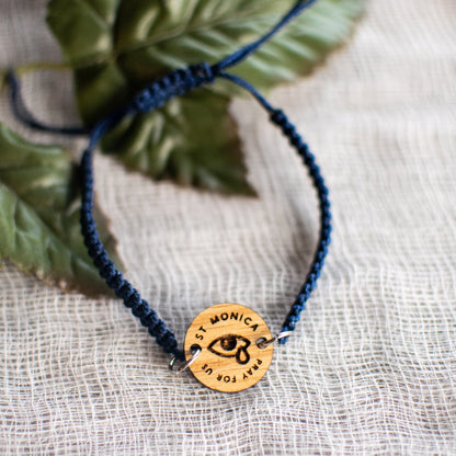 Wooden Saint Medal Bracelet (Adjustable)