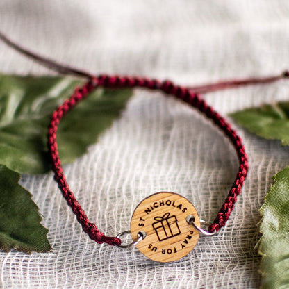 Wooden Saint Medal Bracelet (Adjustable)