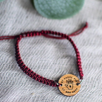 Wooden Saint Medal Bracelet (Adjustable)