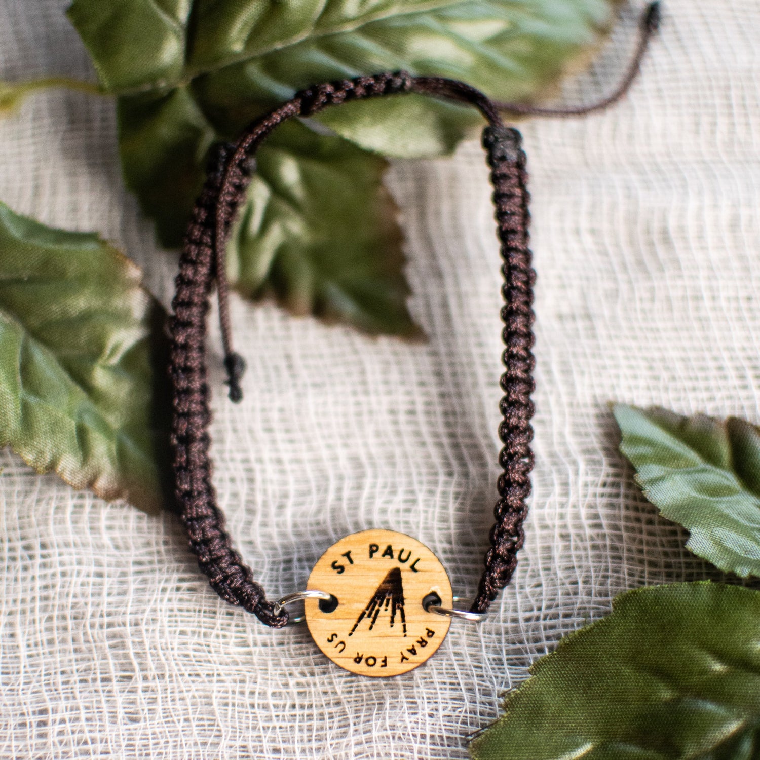 Wooden Saint Medal Bracelet (Adjustable)