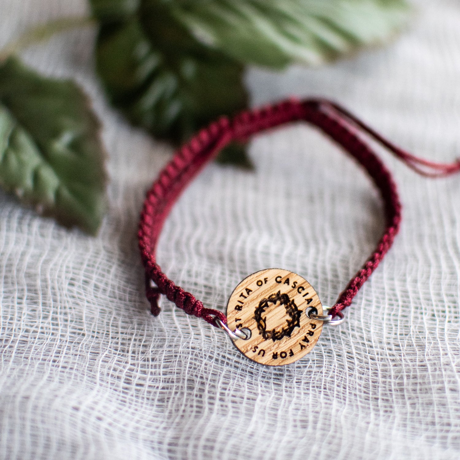 Wooden Saint Medal Bracelet (Adjustable)