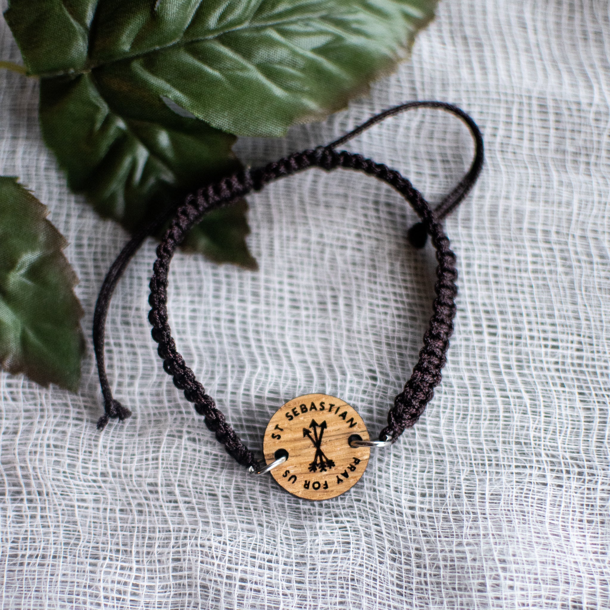 Wooden Saint Medal Bracelet (Adjustable)