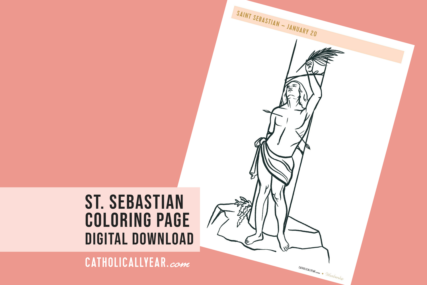 St. Sebastian Coloring Page {Digital Download}