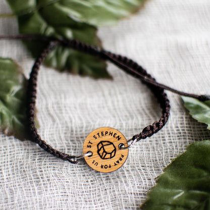 Wooden Saint Medal Bracelet (Adjustable)