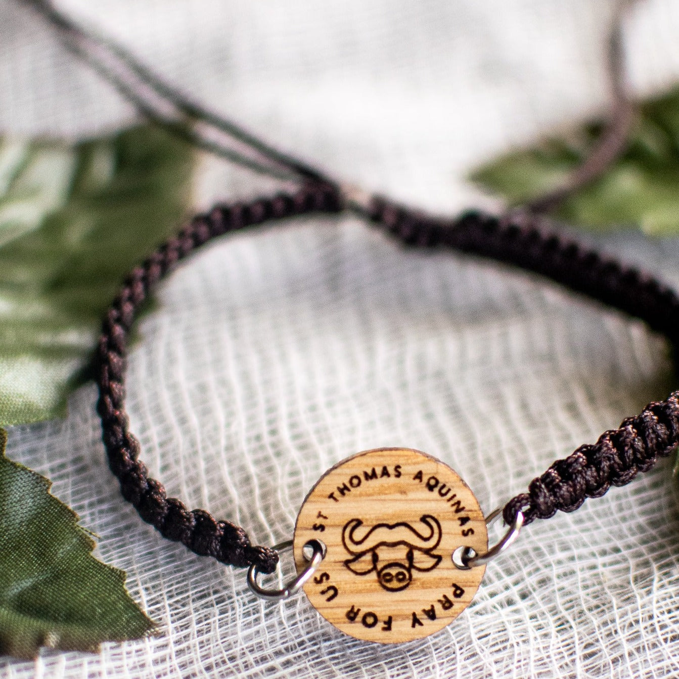 Wooden Saint Medal Bracelet (Adjustable)