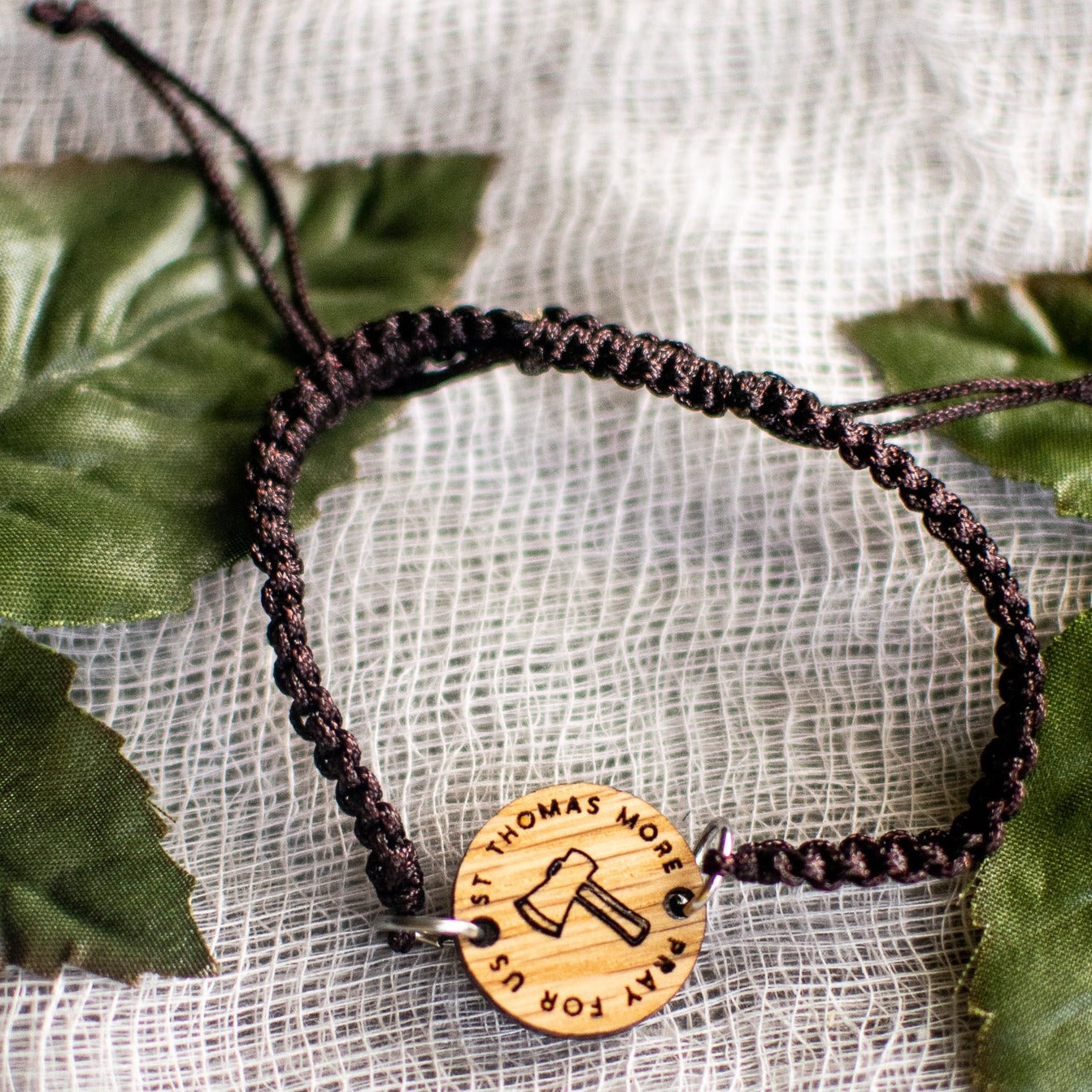 Wooden Saint Medal Bracelet (Adjustable)