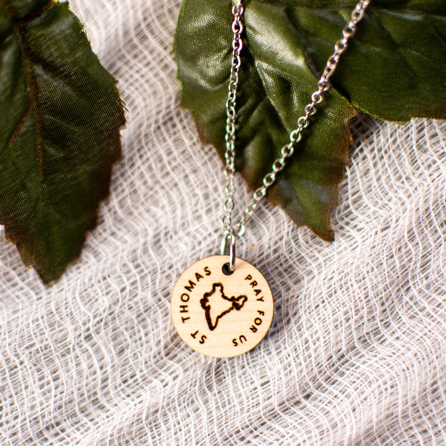 Wooden Saint Medal Necklace