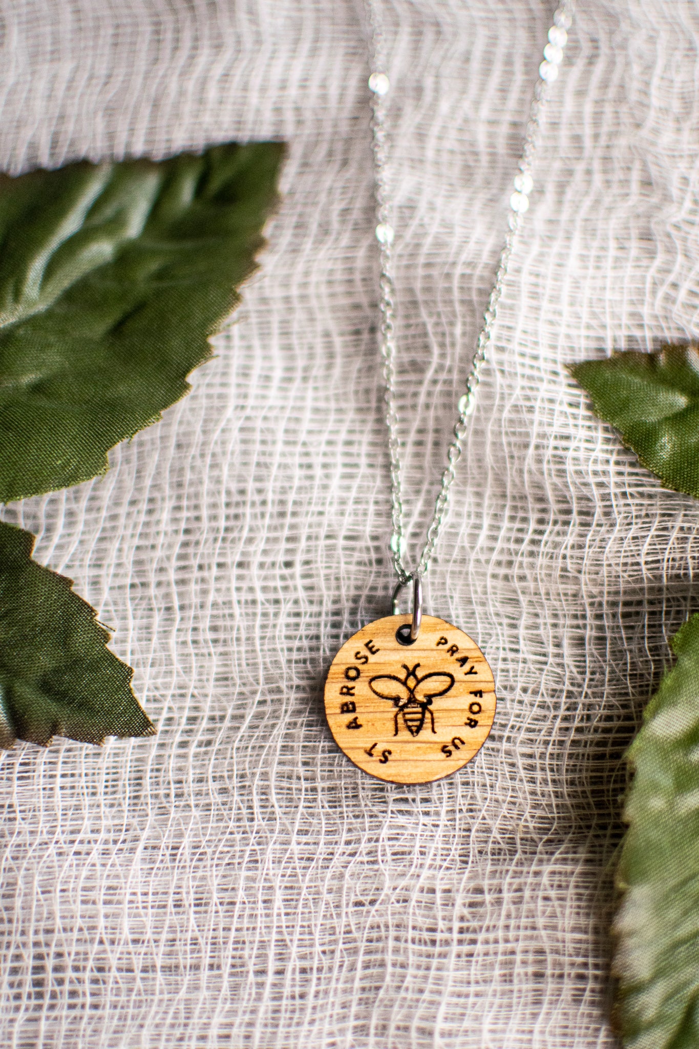 Wooden Saint Medal Necklace