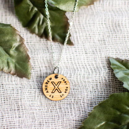 Wooden Saint Medal Necklace