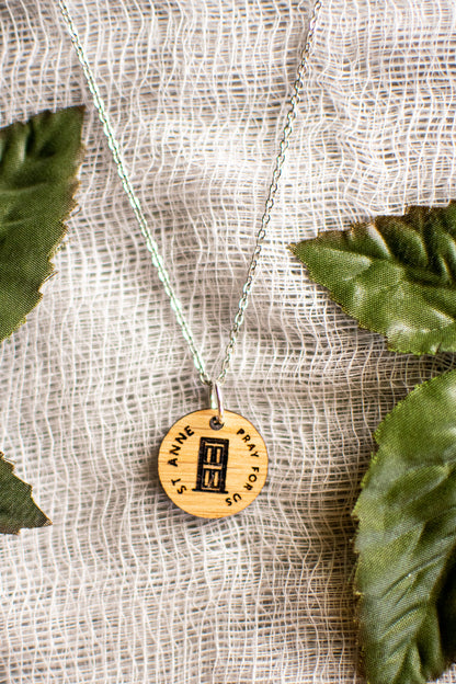 Wooden Saint Medal Necklace