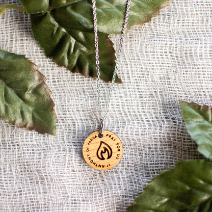 Wooden Saint Medal Necklace