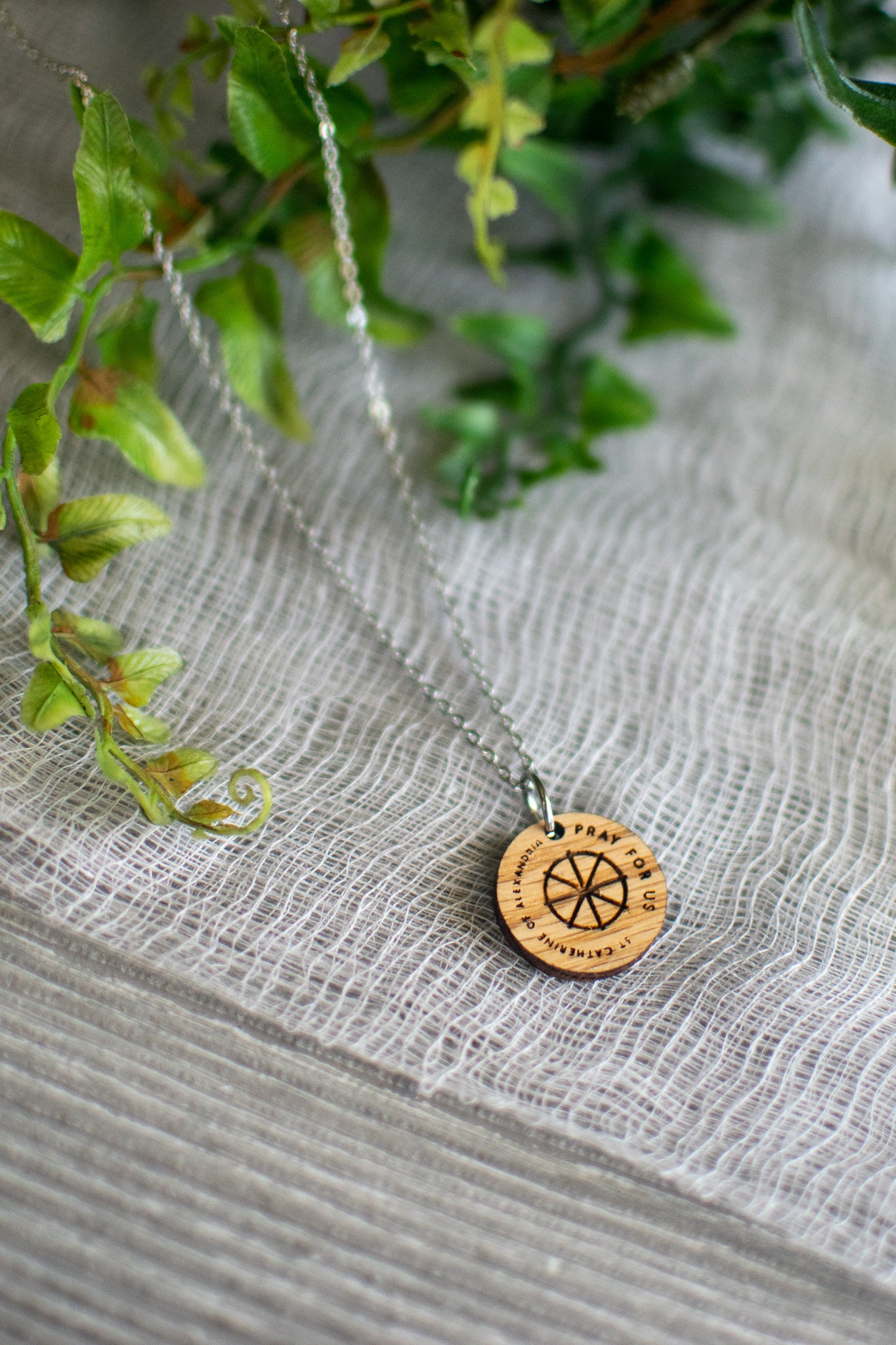 Wooden Saint Medal Necklace