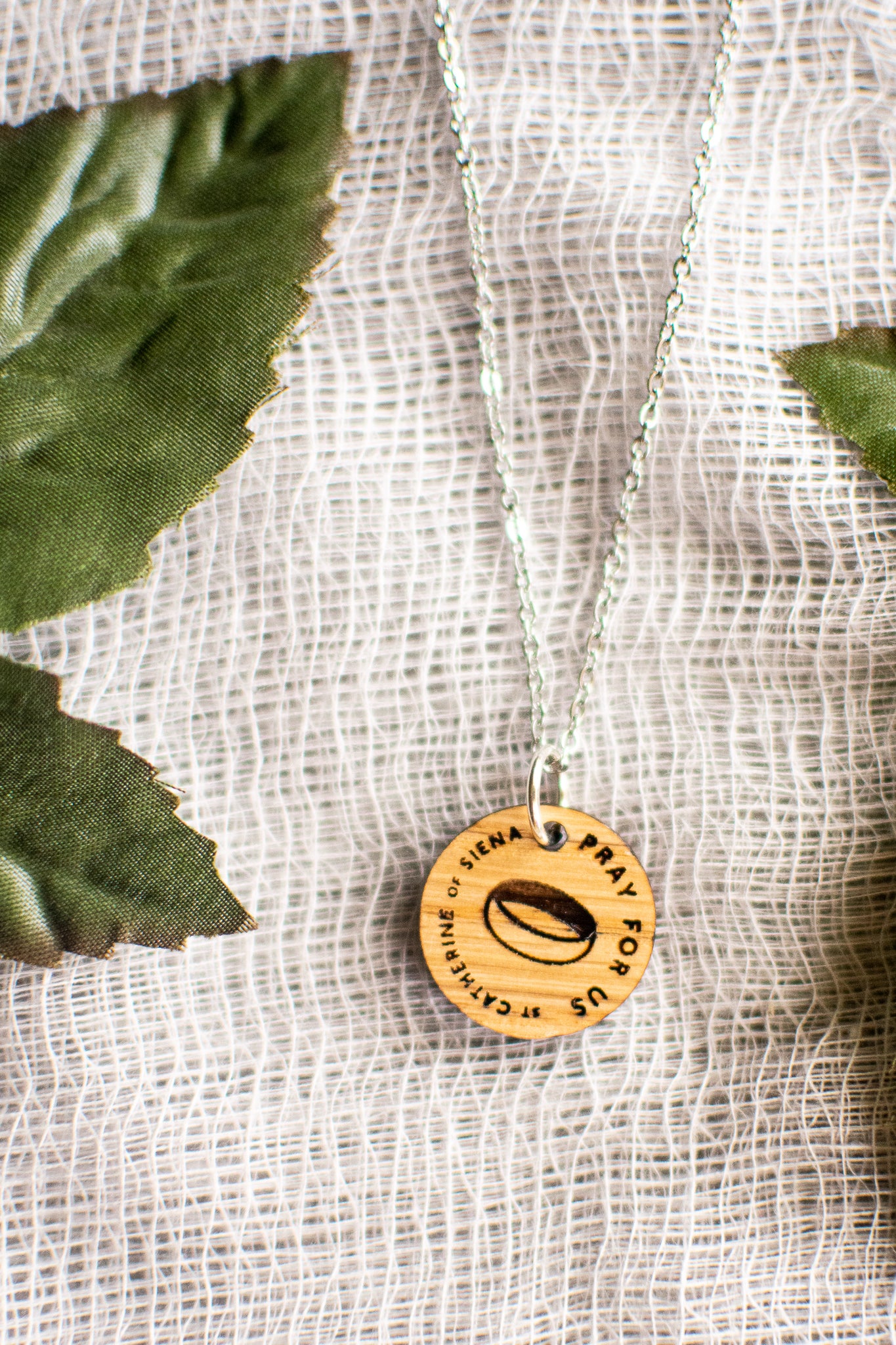 Wooden Saint Medal Necklace