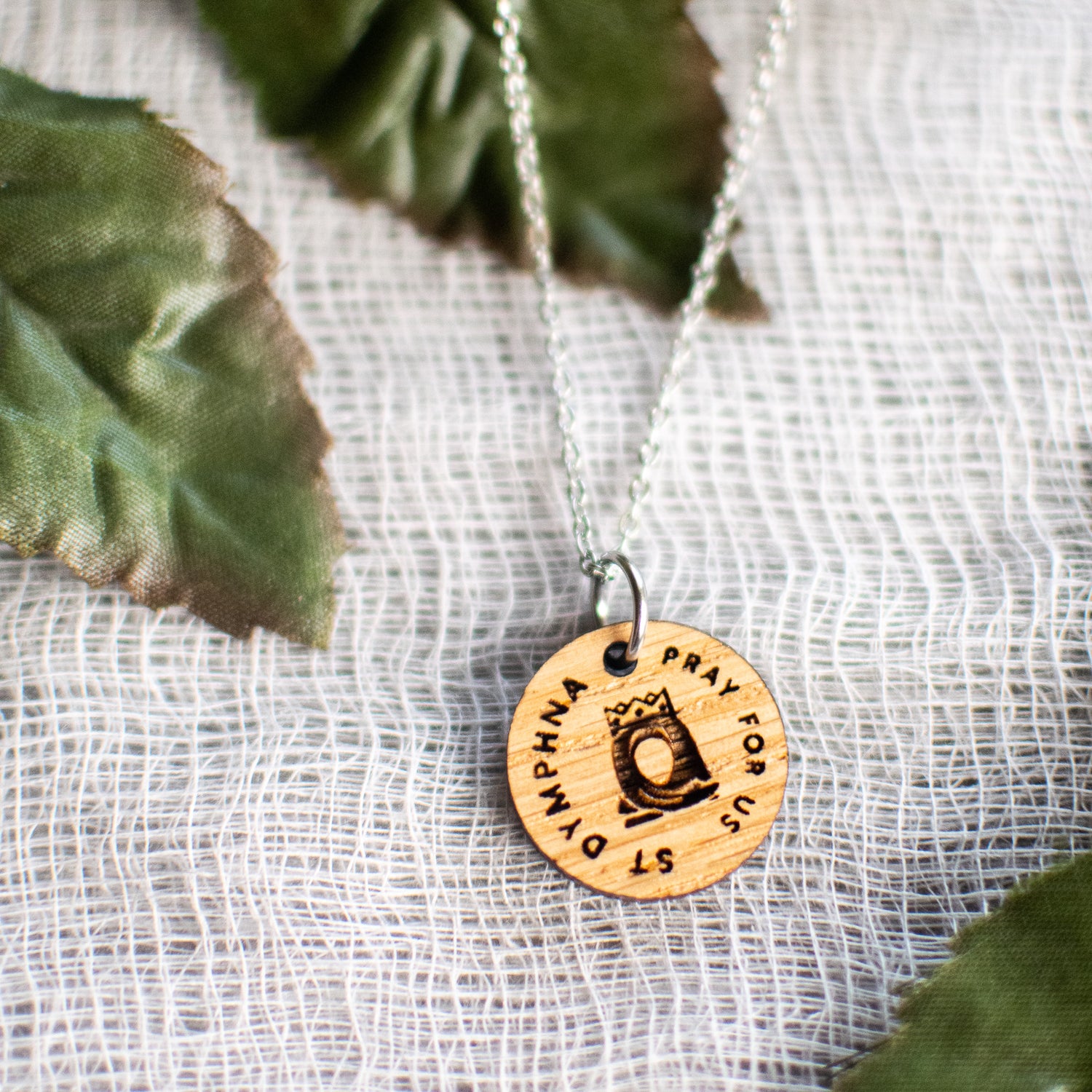 Wooden Saint Medal Necklace