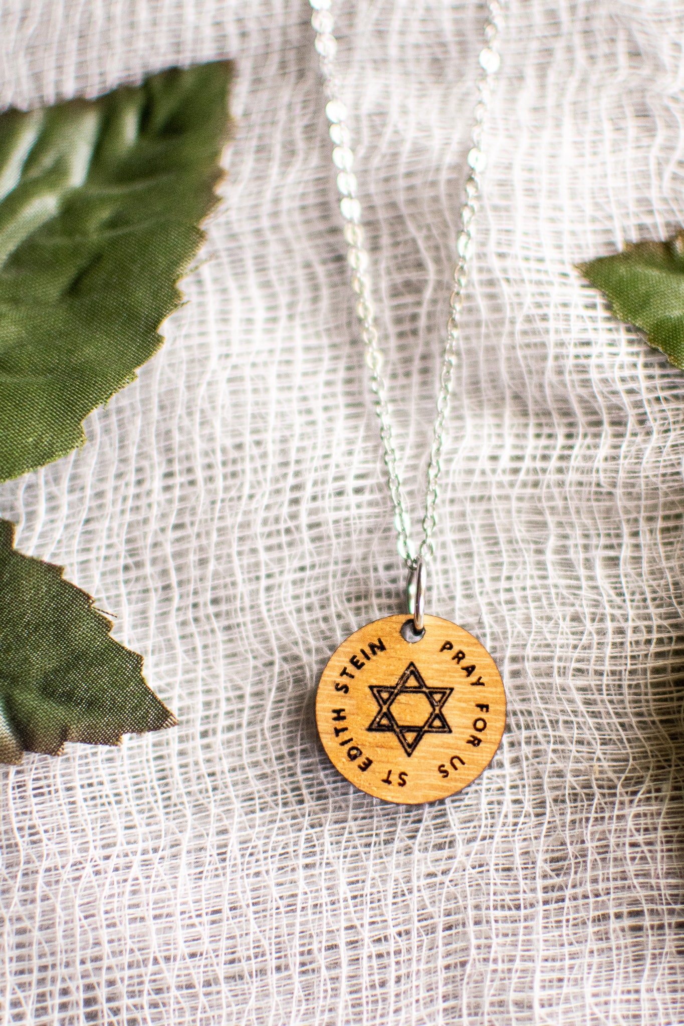 Wooden Saint Medal Necklace