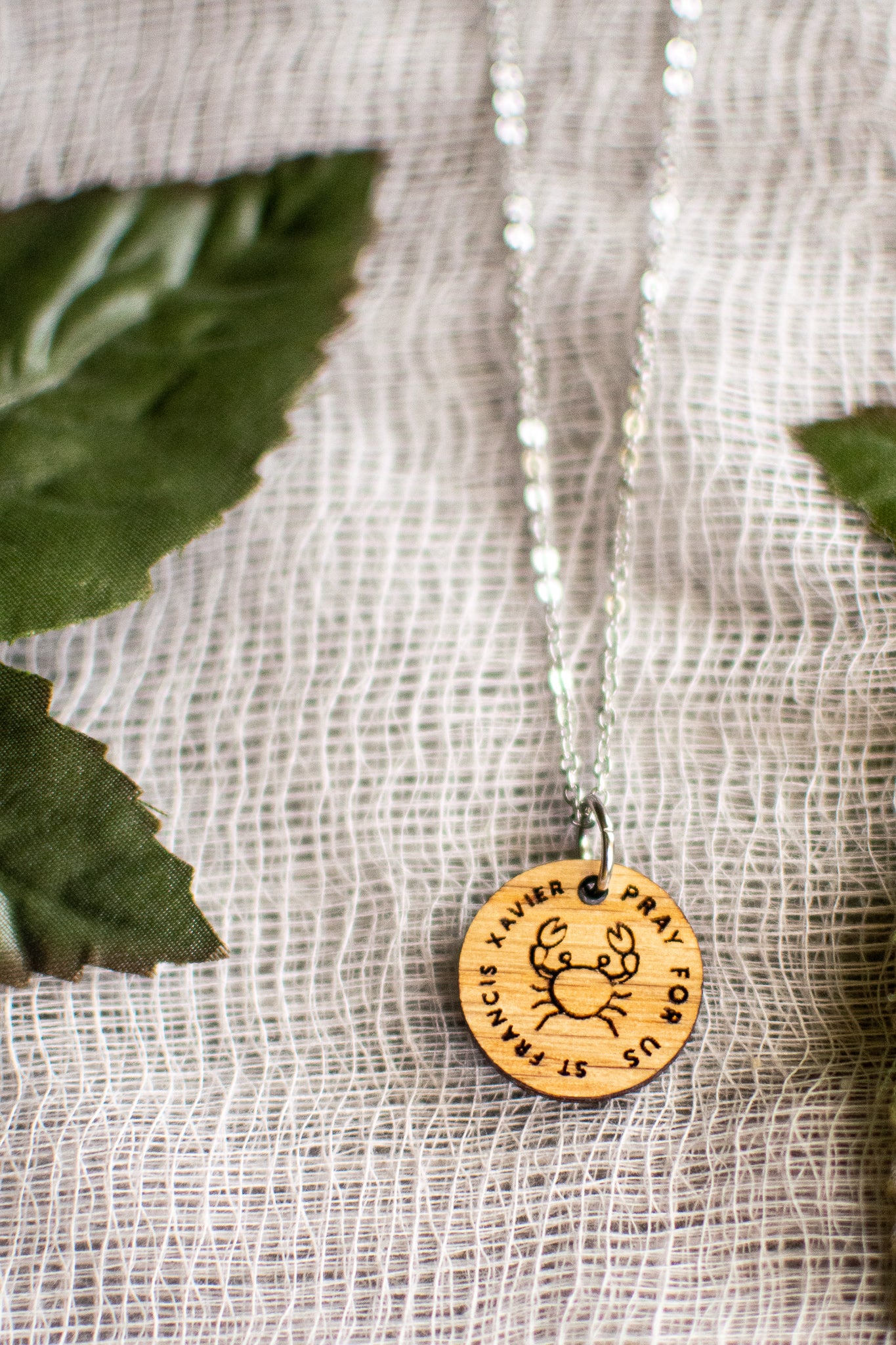 Wooden Saint Medal Necklace