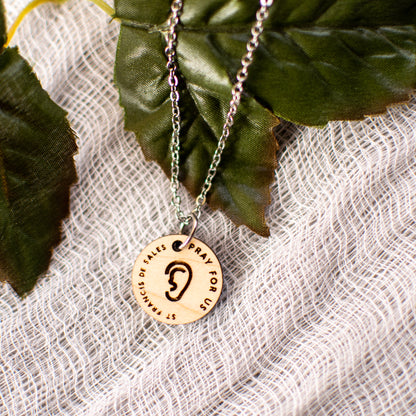 Wooden Saint Medal Necklace