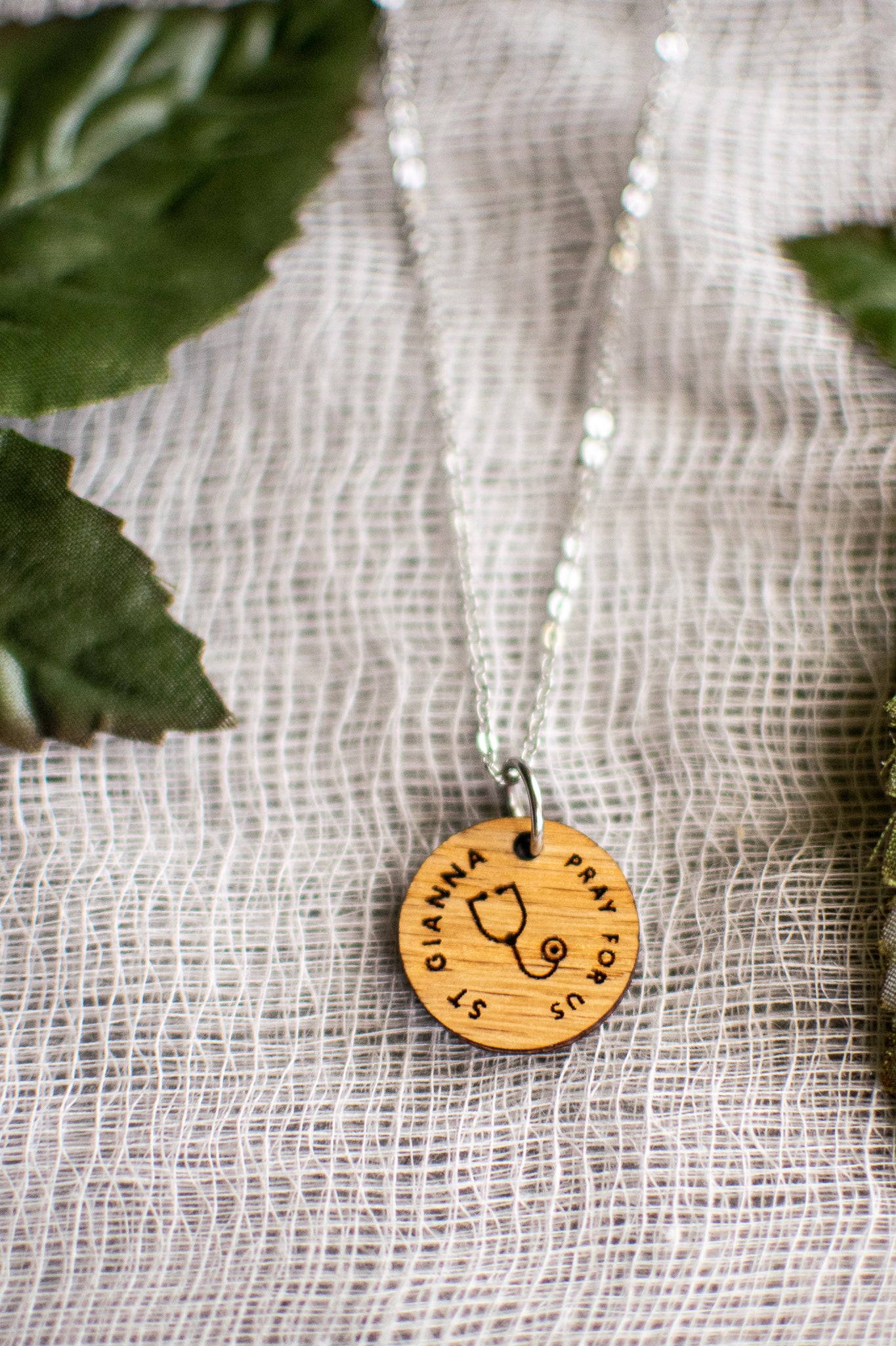 Wooden Saint Medal Necklace