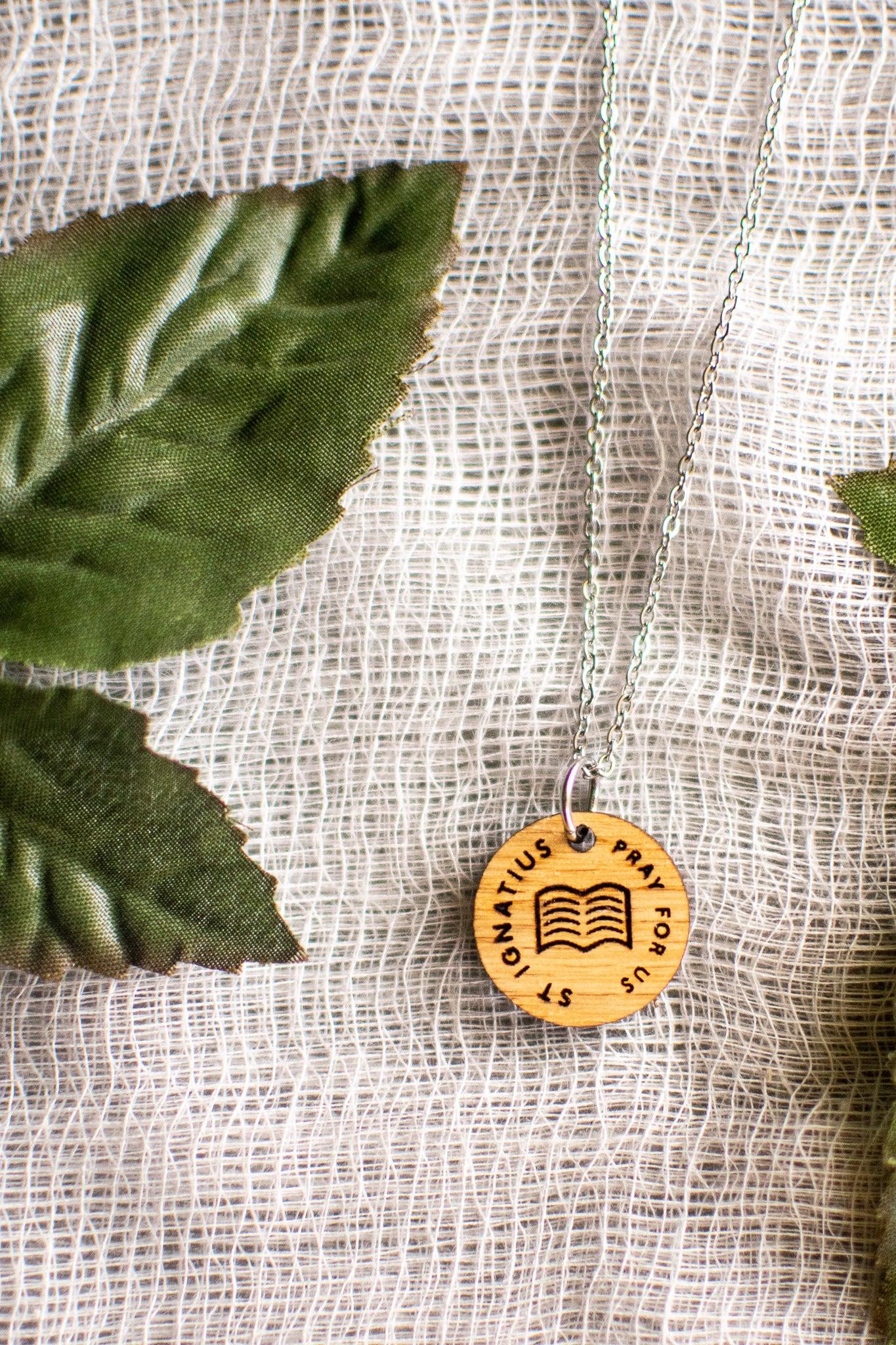 Wooden Saint Medal Necklace