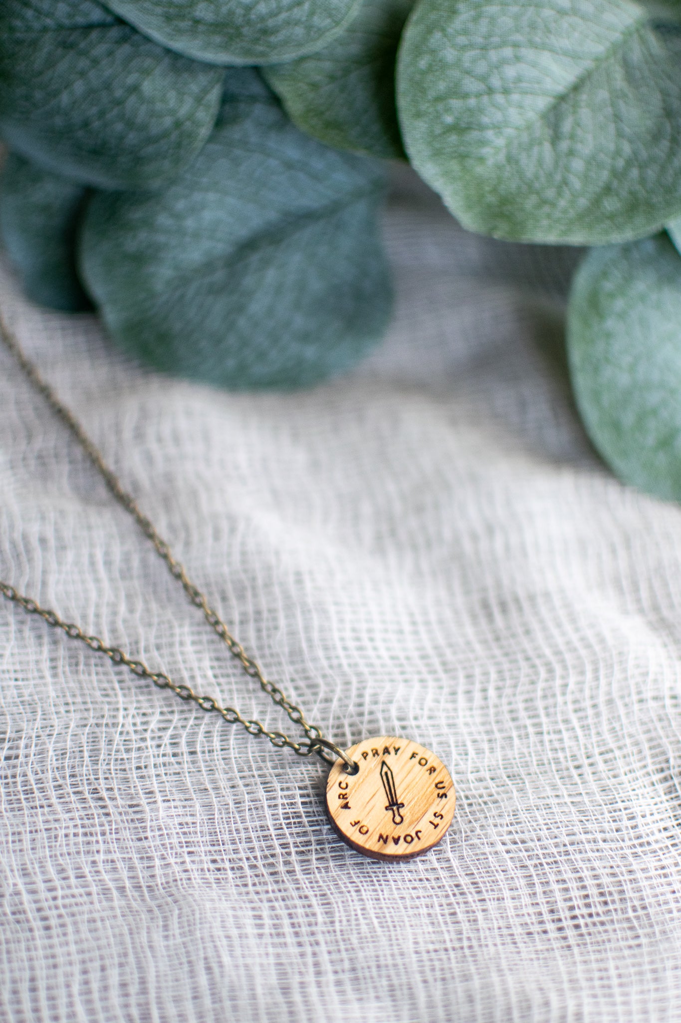 Wooden Saint Medal Necklace