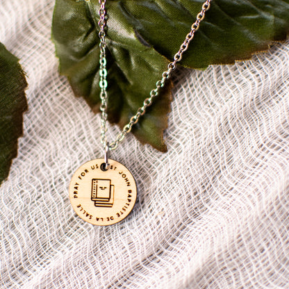 Wooden Saint Medal Necklace