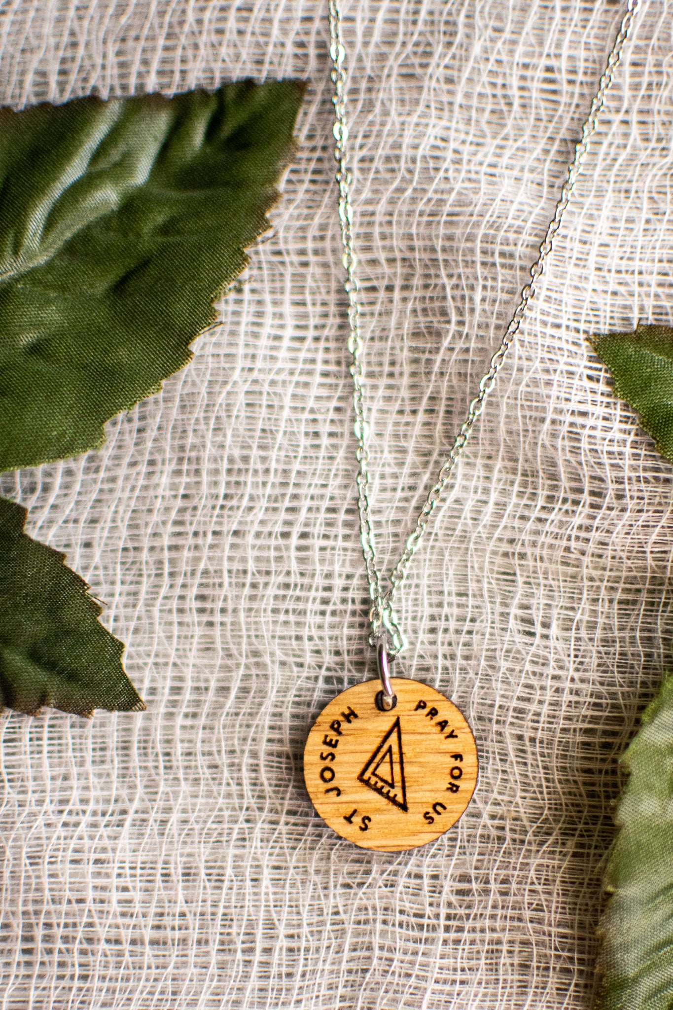 Wooden Saint Medal Necklace