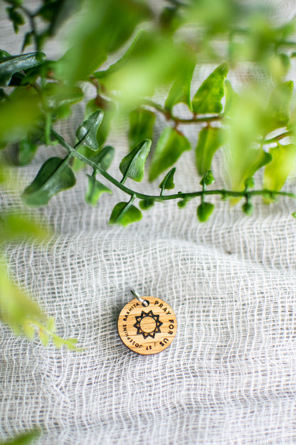 Wooden Saint Medal Necklace