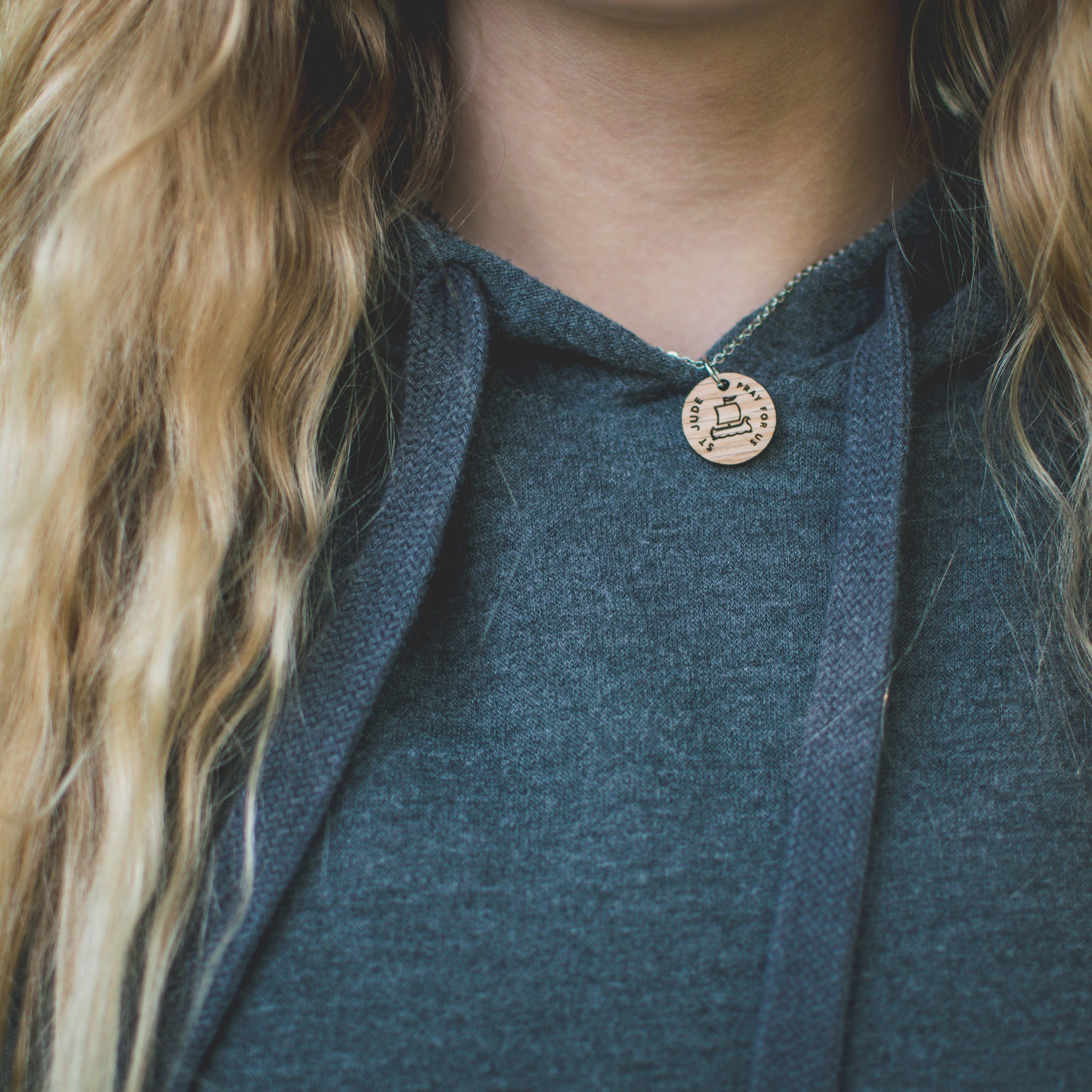 Wooden Saint Medal Necklace