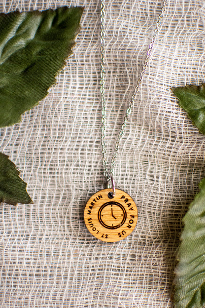 Wooden Saint Medal Necklace