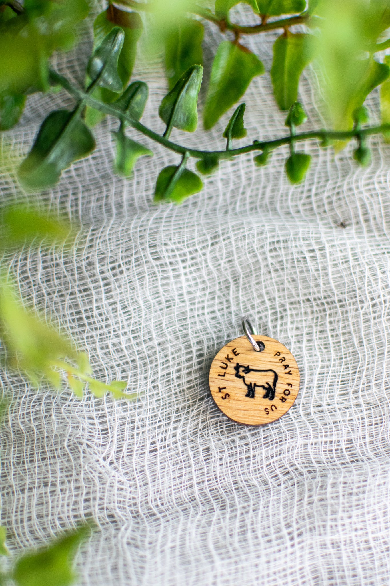 Wooden Saint Medal Necklace