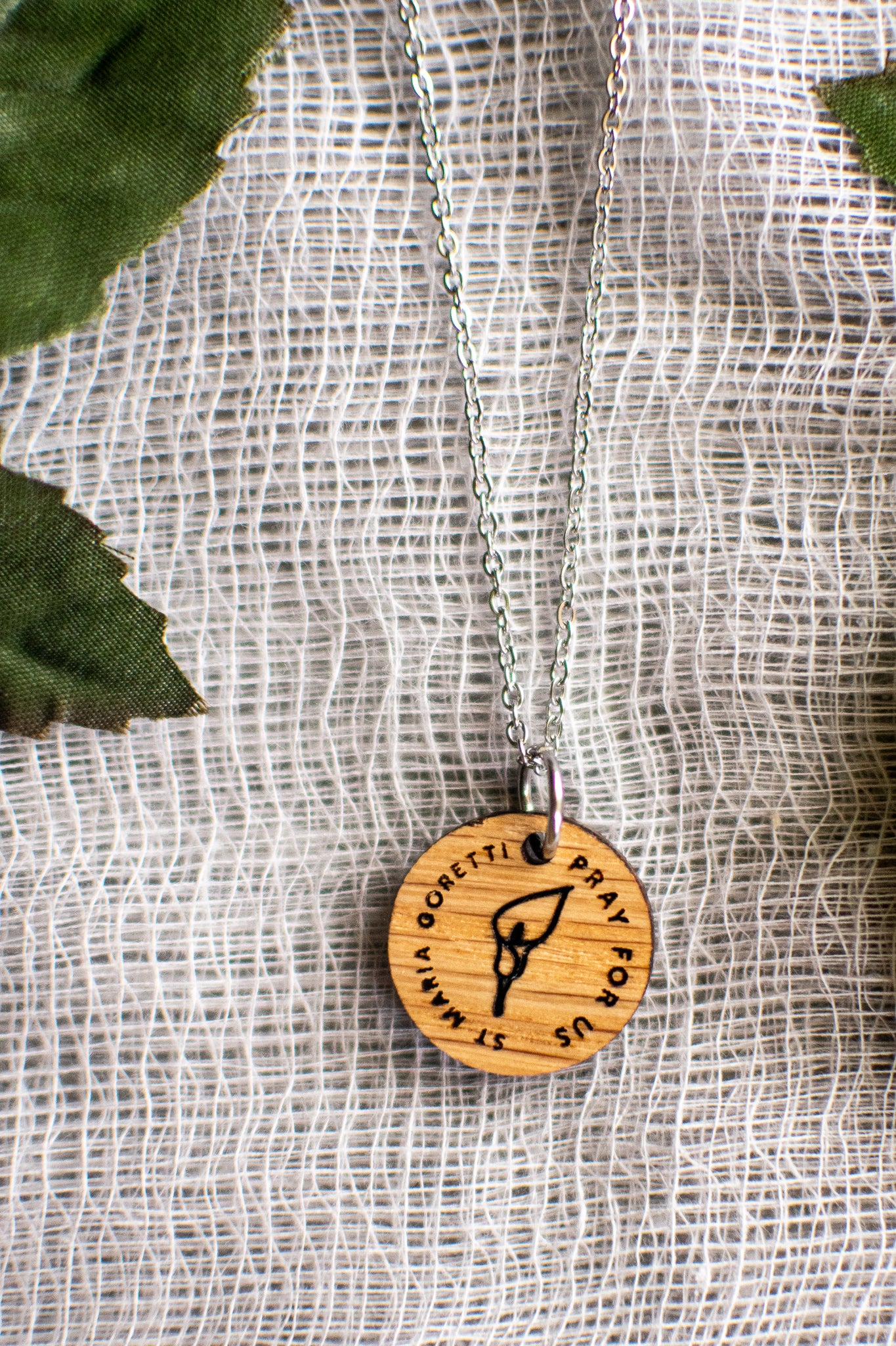 Wooden Saint Medal Necklace