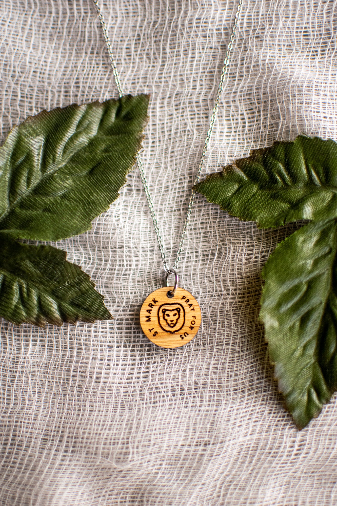 Wooden Saint Medal Necklace