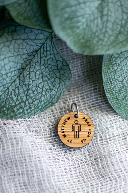 Wooden Saint Medal Necklace