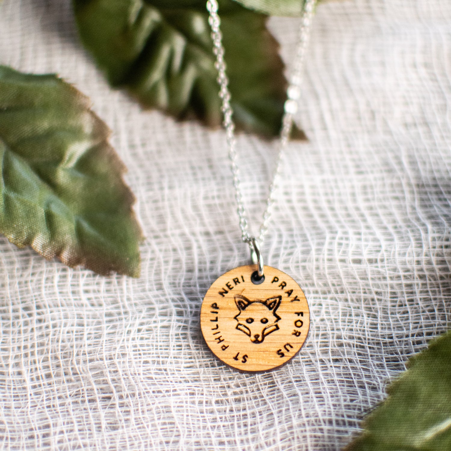 Wooden Saint Medal Necklace