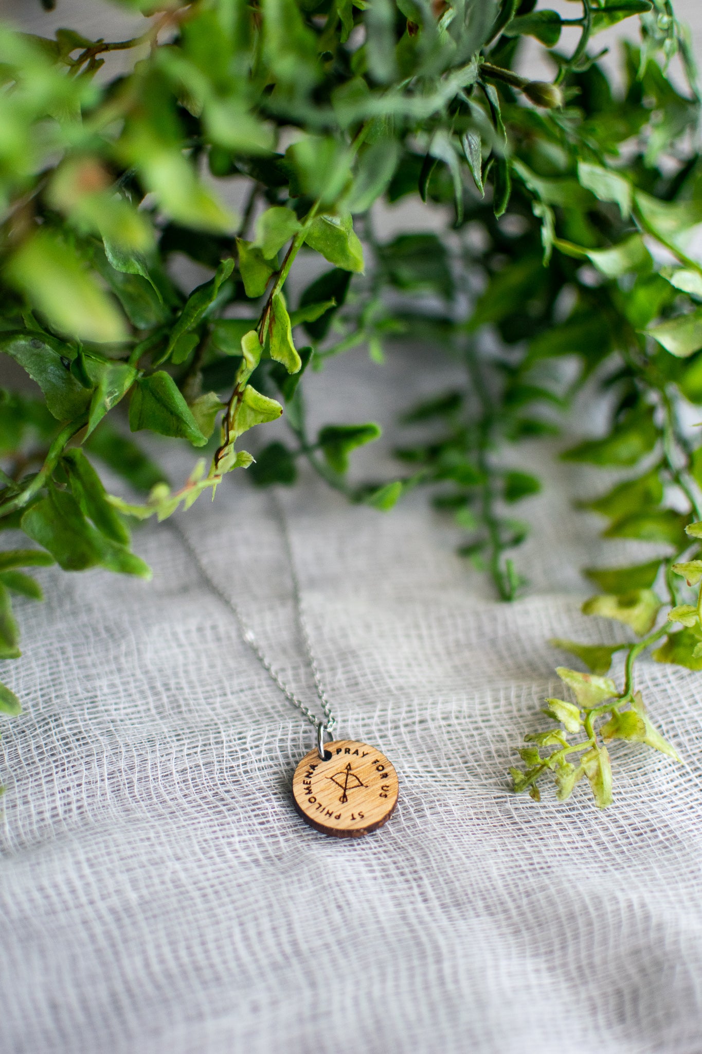 Wooden Saint Medal Necklace